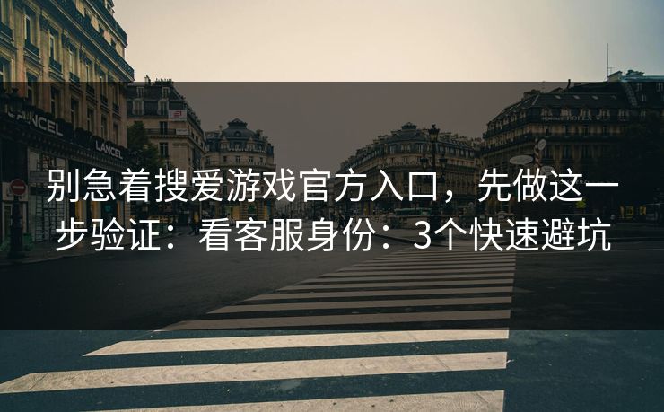 别急着搜爱游戏官方入口，先做这一步验证：看客服身份：3个快速避坑