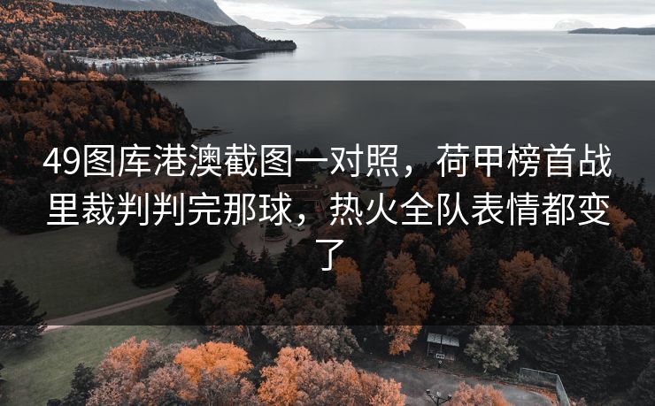 49图库港澳截图一对照，荷甲榜首战里裁判判完那球，热火全队表情都变了